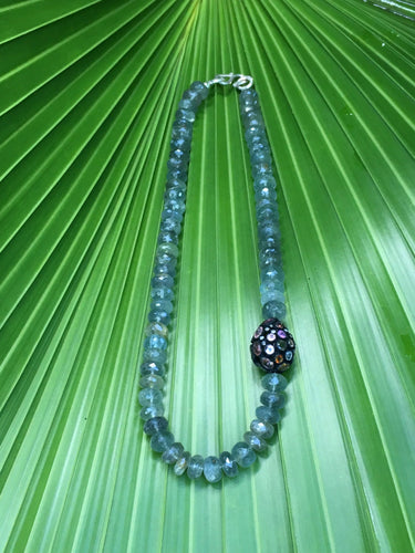 Confetti Tourmaline Diamond Drop with Moss Aquamarine Collier