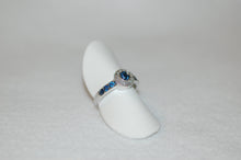 Load image into Gallery viewer, Sapphire and Diamond Halo Ring