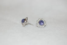 Load image into Gallery viewer, Tanzanite Cabochon Swirl Stud Earrings