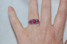 Load image into Gallery viewer, Three Ruby Flower Ring