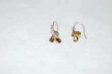 Load image into Gallery viewer, Fancy Color Diamonds Freeform Three Tear Drop Hanging Gold Earrings