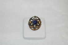 Load image into Gallery viewer, Sapphire and Diamond Starburst Antique Style Ring