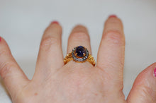 Load image into Gallery viewer, Sapphire Cabochon and Diamond Gilded Age Style Ring