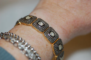 Antique Style Rose Cut Diamond Statement Bracelet