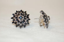 Load image into Gallery viewer, Sapphire Marquise Cluster Silver Earrings