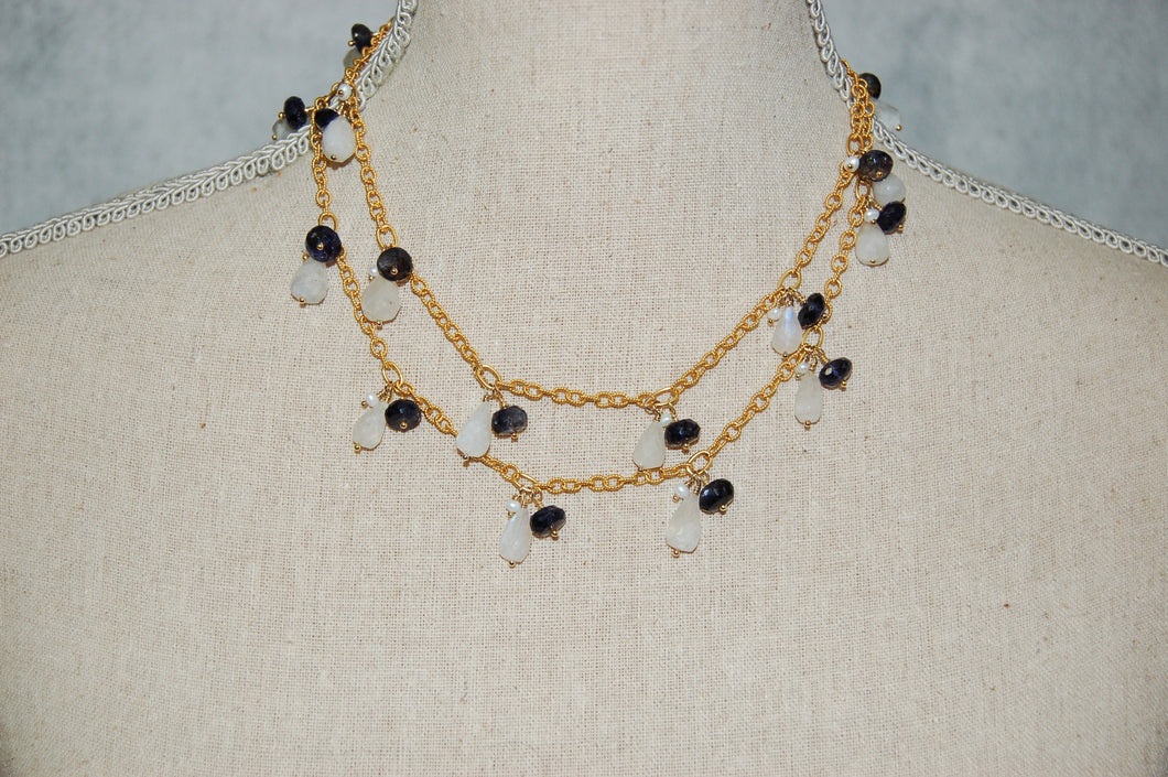 Three Stone Never-ending Fringe Necklace