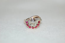 Load image into Gallery viewer, Art Deco Ruby and Diamond Fan Ring