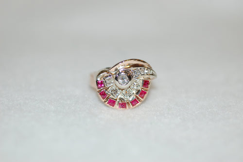 Art Deco Ruby and Diamond Fan Ring