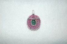 Load image into Gallery viewer, Ruby and Emerald Convertible Sunburst Statement Necklace Pin
