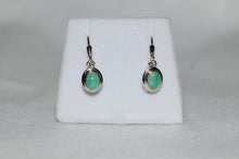 Load image into Gallery viewer, Emerald Cabochon Dangle Silver Earrings