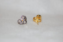 Load image into Gallery viewer, Three Stone Diamond Flower Earrings