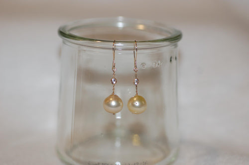 Cream Pearl and Sapphire Delicate Drop Earrings