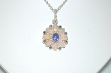 Load image into Gallery viewer, Tanzanite Opal and Diamond Daisy Necklace