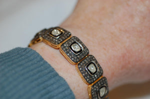 Antique Style Rose Cut Diamond Statement Bracelet