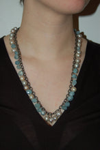 Load image into Gallery viewer, Baroque Pearl and Rough Aquamarine Bead Fringe Necklace