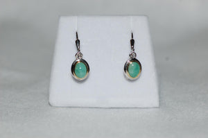 Emerald Cabochon Dangle Silver Earrings