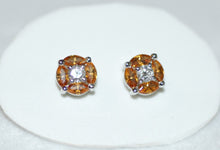 Load image into Gallery viewer, Citrine and Diamond Stud Earrings