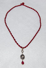 Load image into Gallery viewer, Ruby Drop and Diamond Sunburst Necklace
