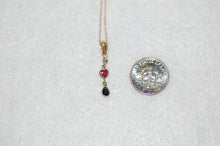 Load image into Gallery viewer, Ruby Heart, Sapphire and Diamond Heart Gold Necklace