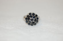 Load image into Gallery viewer, Sapphire Silver Cluster Ring