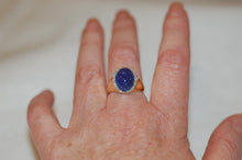 Load image into Gallery viewer, Tanzanite Cabochon Oval and Diamonds Ring