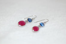 Load image into Gallery viewer, Sapphire, Ruby and Diamonds Drop Earrings
