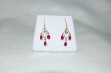 Load image into Gallery viewer, Burmese Ruby Chandelier Gold Earrings