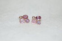Load image into Gallery viewer, Pink Sapphires and Diamond Petal Earrings