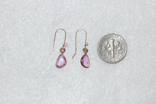 Load image into Gallery viewer, Pink Sapphire and Diamond Freeform Dangle Gold Earrings
