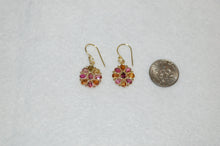 Load image into Gallery viewer, Multi Color Gemstone Flower Hanging Earrings
