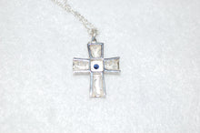 Load image into Gallery viewer, Tanzanite Filigree Silver Cross