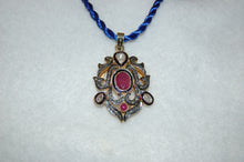 Load image into Gallery viewer, Ruby and Diamond Large Scroll Shield Pendant