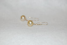 Load image into Gallery viewer, Cream Pearl and Sapphire Delicate Drop Earrings