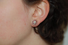 Load image into Gallery viewer, Morganite and Rhodolite Garnet Pinwheel Earrings