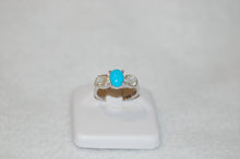 Load image into Gallery viewer, Sleeping Beauty Turquoise and Diamond Three Stone Ring