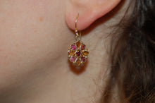 Load image into Gallery viewer, Multi Color Gemstone Flower Hanging Earrings