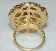 Load image into Gallery viewer, Ruby Cabochon and Diamonds Antique Style Large Shield Ring