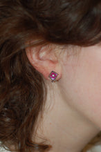 Load image into Gallery viewer, Ruby and Diamond Square Stud Earrings