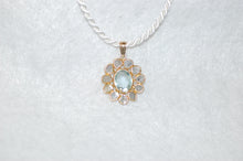 Load image into Gallery viewer, Aquamarine and Diamond Stained Glass Necklace