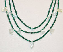 Load image into Gallery viewer, Emerald and Aquamarine Shield Necklace