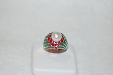 Load image into Gallery viewer, Pearl Plique a Jour Enamel Silver Ring