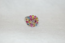 Load image into Gallery viewer, Ruby and Fancy Sapphire Cluster Cocktail Ring