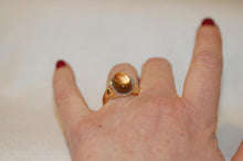 Load image into Gallery viewer, Citrine Cabochon and Diamond Signet Style Ring