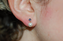 Load image into Gallery viewer, Dainty Pearl and Iolite Hanging Earrings