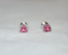 Load image into Gallery viewer, Tourmaline Platinum Trilliant Stud Earrings