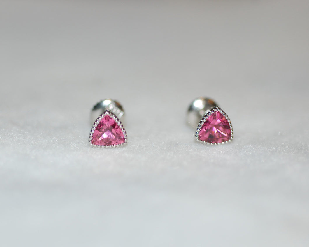 Tourmaline Platinum Trilliant Stud Earrings