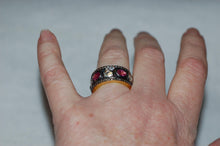 Load image into Gallery viewer, Antique Style Rose Cut Diamonds and Pink Tourmaline Eternity Band