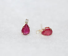 Load image into Gallery viewer, Ruby Teardrop Stud Earrings