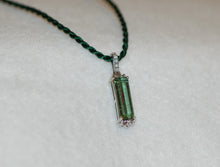 Load image into Gallery viewer, Green Tourmaline and Diamond Bar Pendant