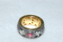 Load image into Gallery viewer, Antique Style Rose Cut Diamonds and Pink Tourmaline Eternity Band